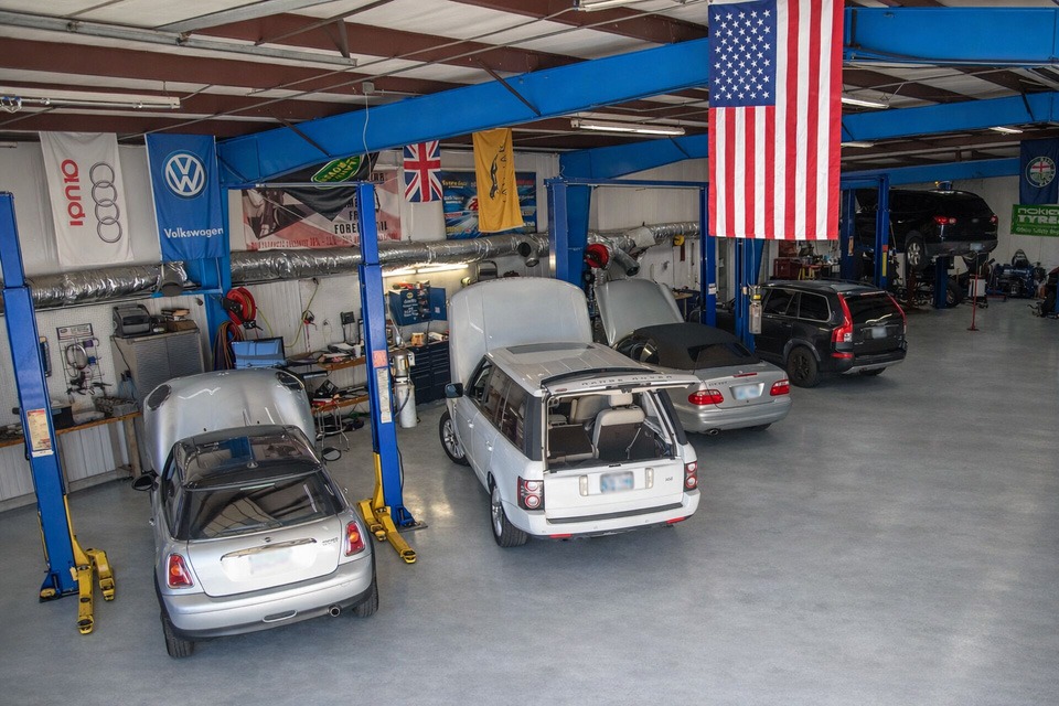 European vehicles in service bays at VAP Auto Shop